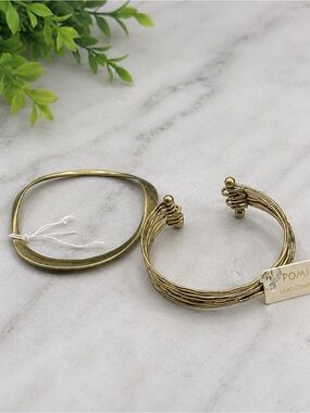 Pomina Gold-Tone Bracelet Set – 2 Cuff & Bangle Bracelets (BR1010/3)